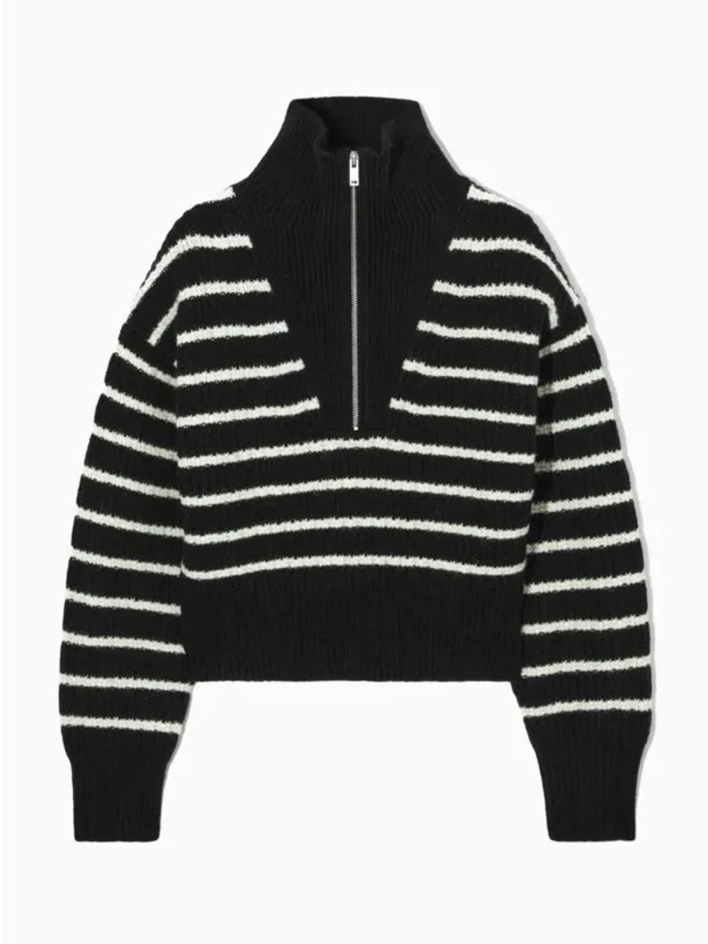 COS half-zip funnel neck black and white